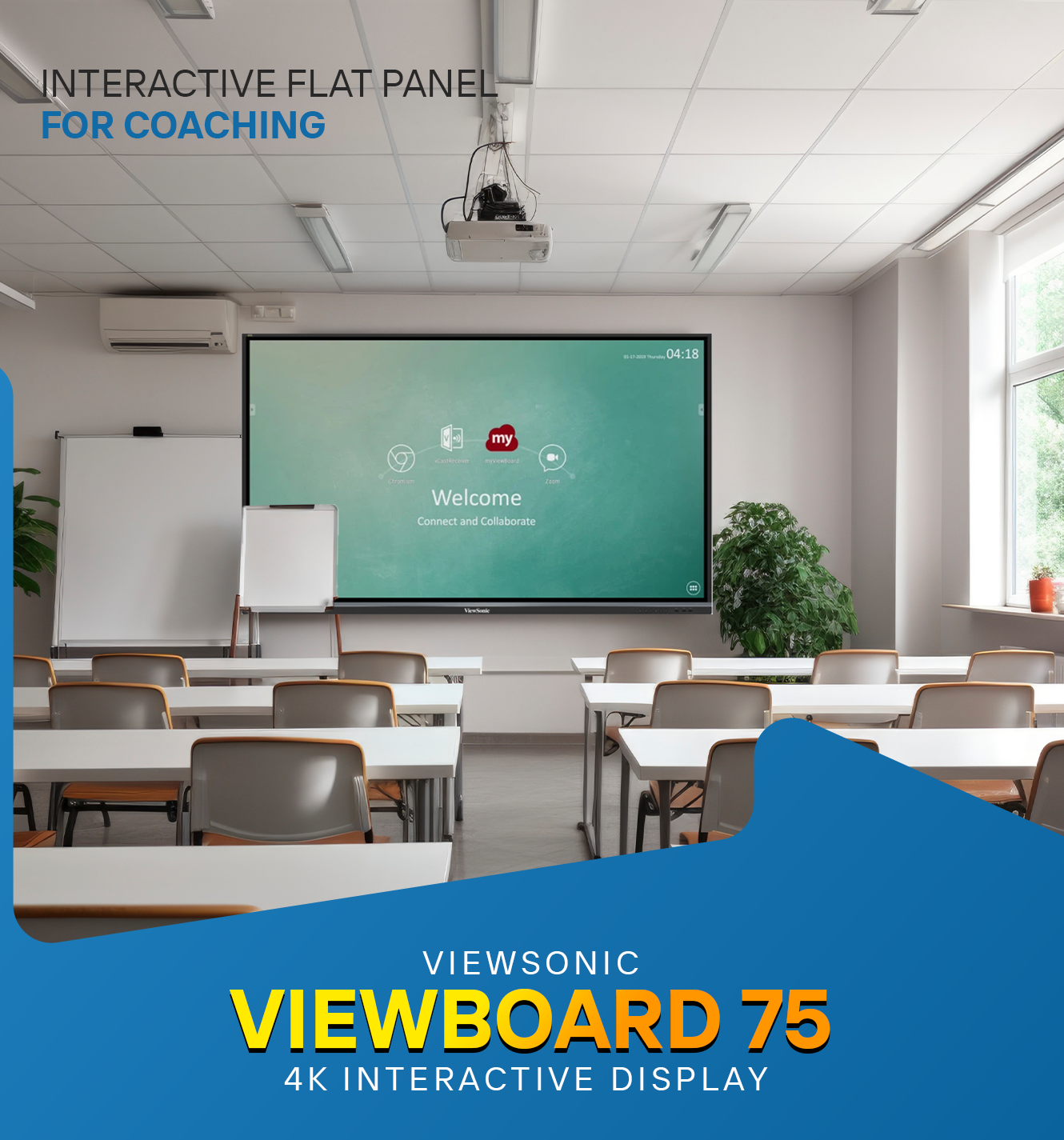 Viewsonic View board 75 inch Interactive Flat Panel | 4K Interactive Flat Panel | Digital Board for Teacher | Digital Board